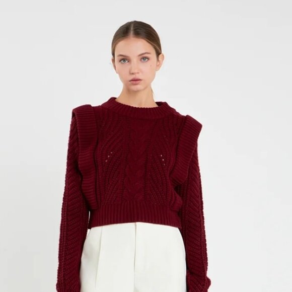 EUC English Factory Burgundy Knitted Sweater, Sz - M - Picture 1 of 10